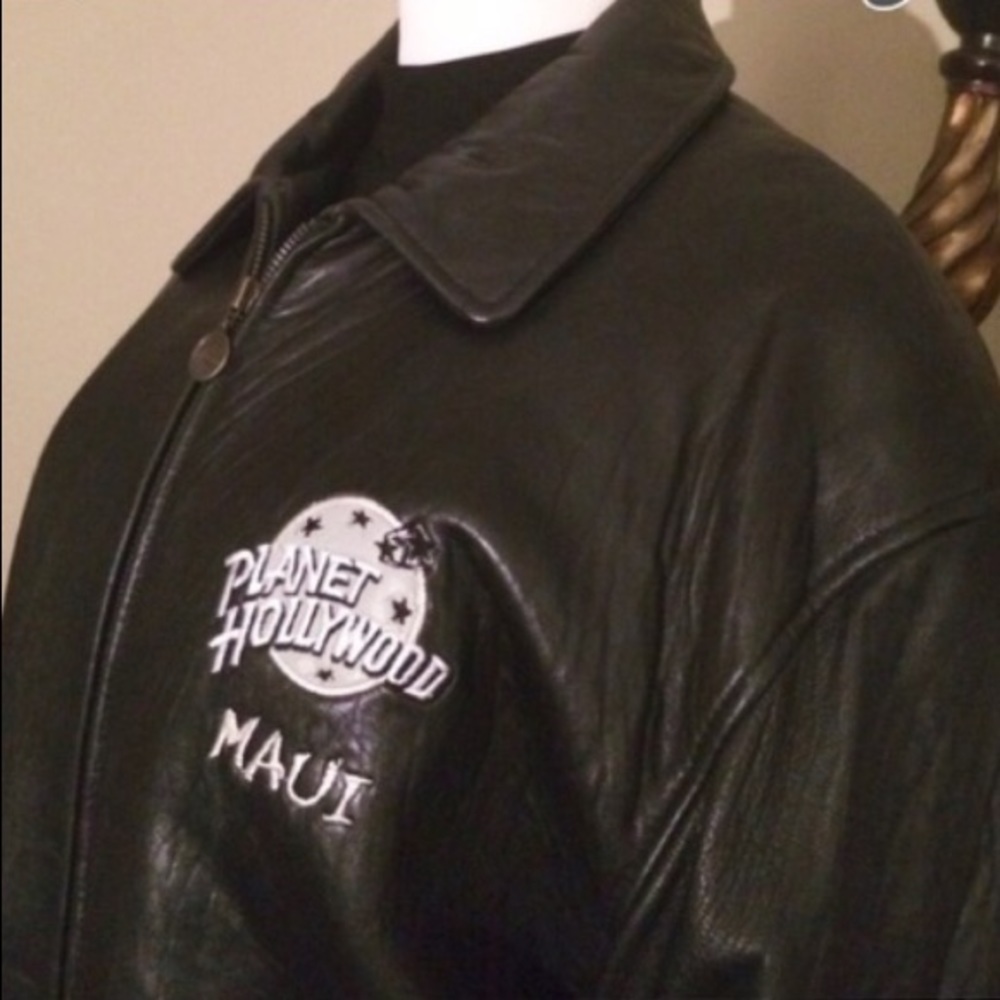 Planet Hollywood black leather jacket